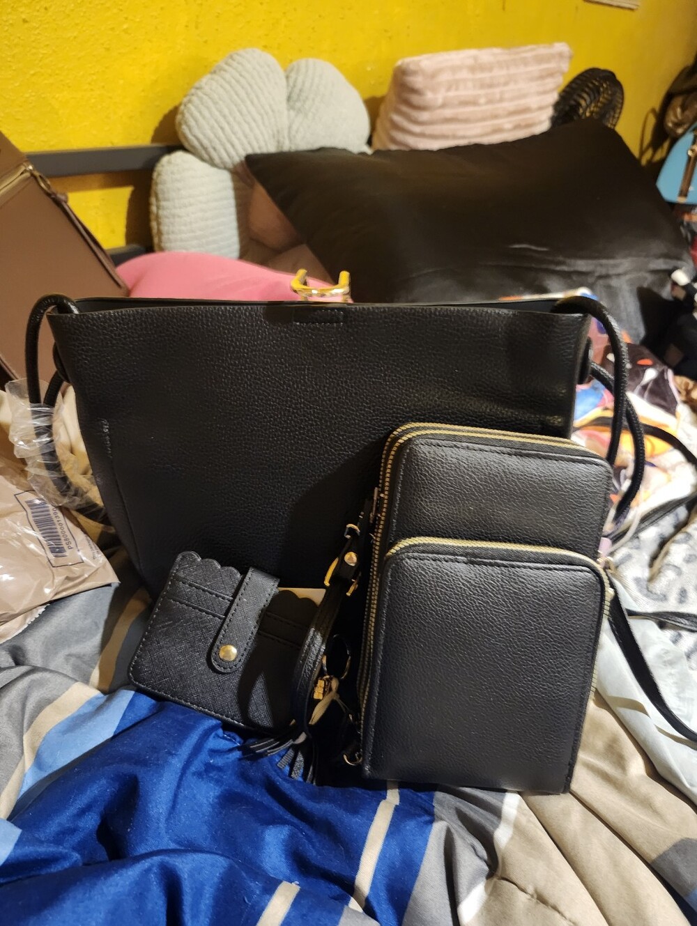 Classic Black Women’s Crossbody and Wallet Set